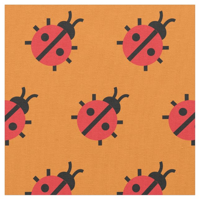 Cute Lady Bug Kid Baby Nursery Bug Insect Orange Fabric (Close Up)
