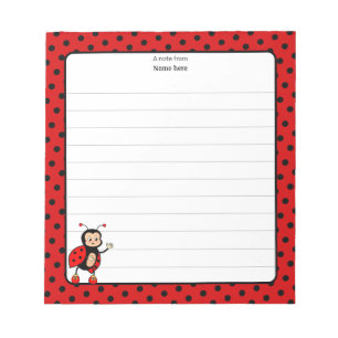Cute Lady Bug Lined Notepad