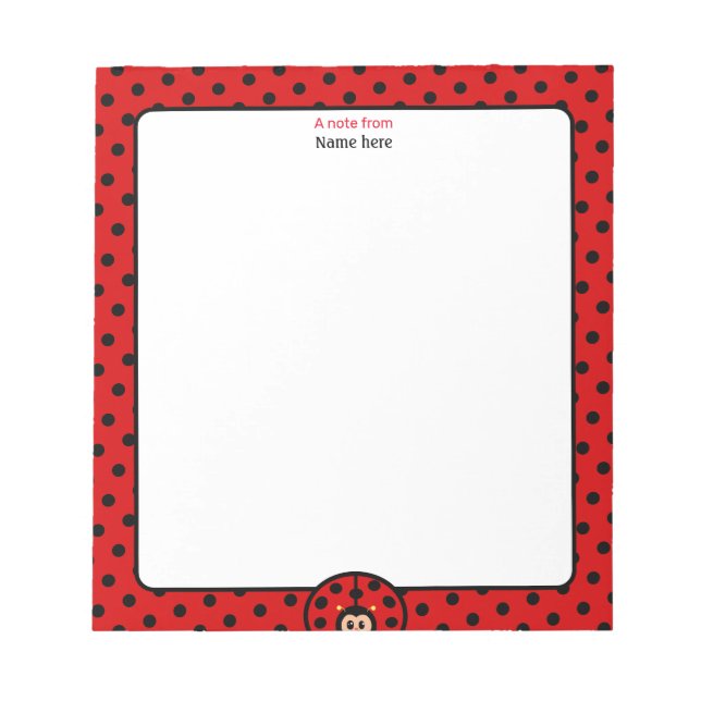 Cute Lady Bug Simple Notepad (Front)