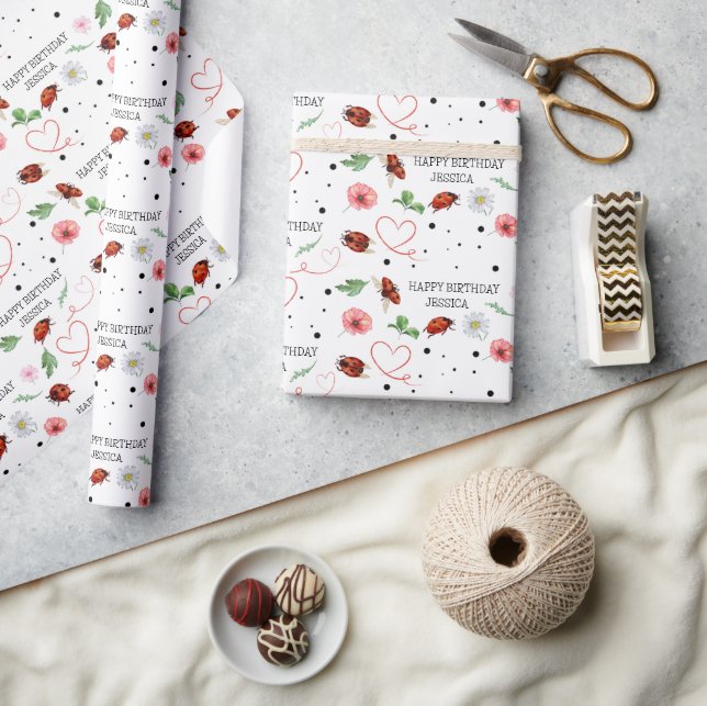 Cute Lady Bugs Gift Wrapping Paper (Crafts)