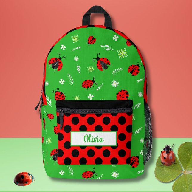 Cute Lady Bugs Personalised Printed Backpack (Creator Uploaded)