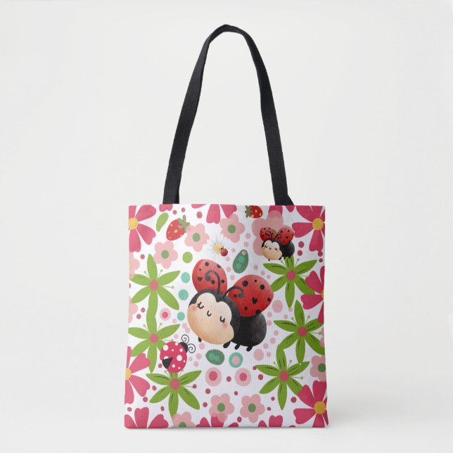 Cute Lady Bugs 🐞 Tote Bag (Front)