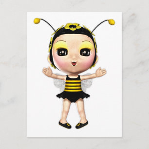 Cute Lady Bumblebee Fairy Doll 2 Postcard