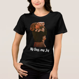 Cute lady carrying adorable puppy  Tri-Blend shirt