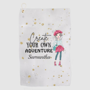 Cute Lady Create Your Own Personalise Grey Golf Towel