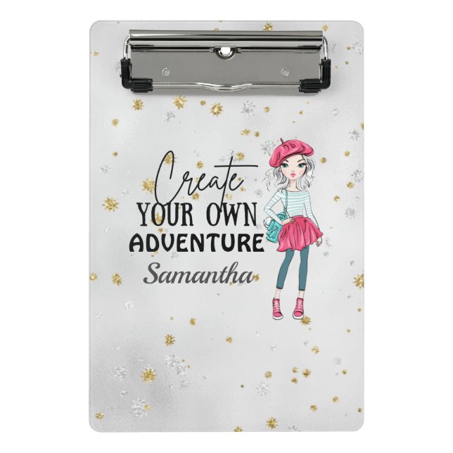 Cute Lady | Create Your Own | Personalise | Grey Mini Clipboard (Front)
