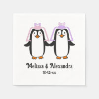 Cute Lady Penguins Wedding Couple Names Date #4