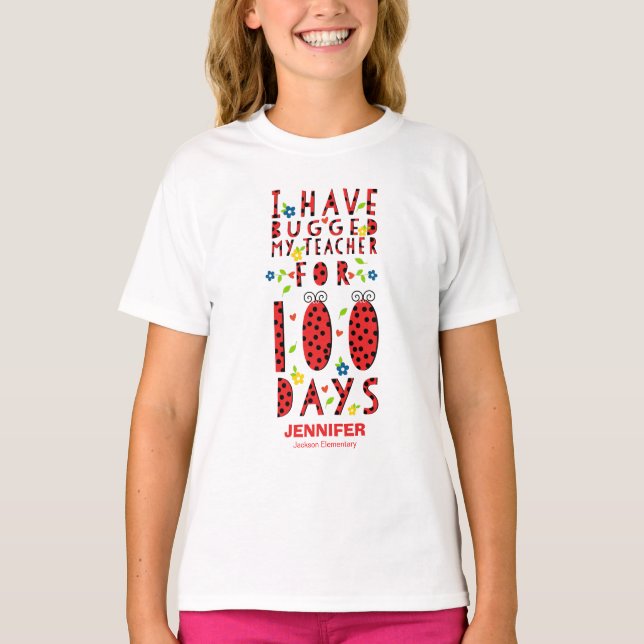 Cute Ladybug 100 Days of School T-Shirt (Front)