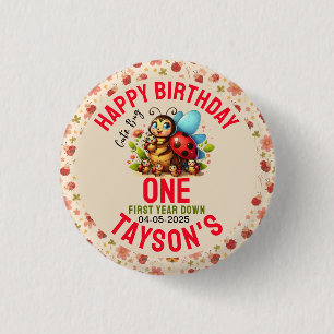 Cute Ladybug 1st Birthday   Bug Theme Party 3 Cm Round Badge