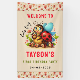 Cute Ladybug 1st Birthday   Bug Theme Party Banner