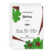 Cute Ladybug 2nd Birthday Party Invitation Card