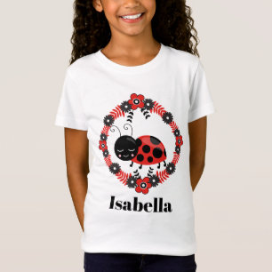 Cute ladybug add name girls t-shirt