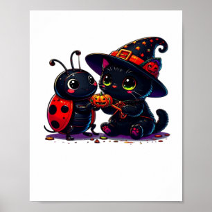 Cute Ladybug and Black Cat Halloween Classic T-Shi Poster