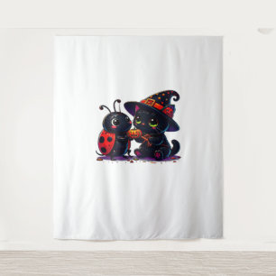 Cute Ladybug and Black Cat Halloween Classic T-Shi Tapestry