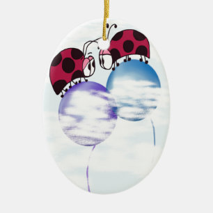 Cute Ladybug And Colorful Balloons Cartoon Ceramic Tree Decoration
