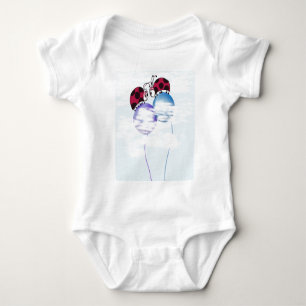 Cute Ladybug And Colourful Balloons Cartoon Baby Bodysuit