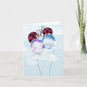 Cute Ladybug And Colourful Balloons Cartoon Card