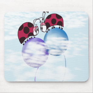 Cute Ladybug And Colourful Balloons Cartoon Mouse Mat