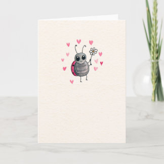 Cute Ladybug and Daisy Blank Card