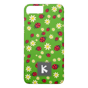 cute ladybug and daisy flower pattern green Case-Mate iPhone case
