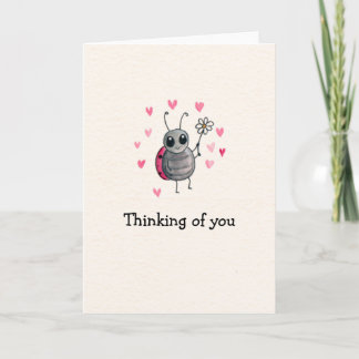Cute Ladybug and Daisy Thinking of you Card