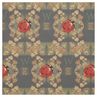 Cute Ladybug And Vines With Monogram Fabric