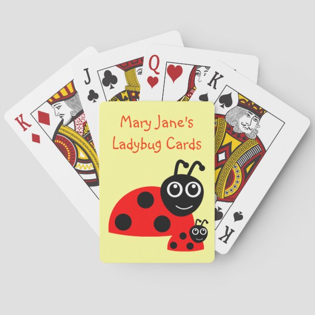 Cute Ladybug Animals Polka Dots Personalised Playing Cards (Back)