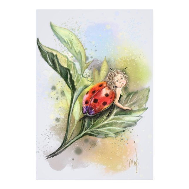 Cute Ladybug Art Poster (Front)