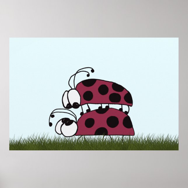 Cute Ladybug Art Titled You Are My Rock Poster (Front)