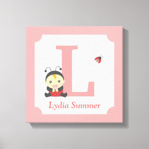 Cute Ladybug Baby Girl Nursery Letter Name Print