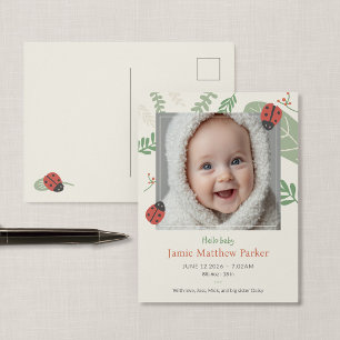 Cute Ladybug Baby Reveal Postcard Announcement