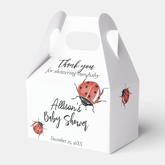 Cute Ladybug Baby Shower Favour Box (Front Side)