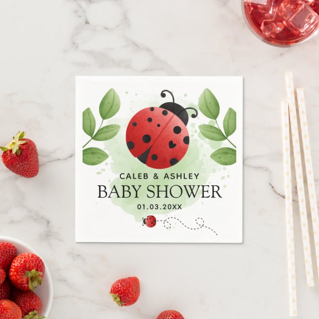Cute Ladybug Baby Shower Paper Napkins (Insitu)