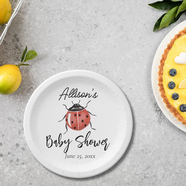 Cute Ladybug Baby Shower Paper Plate (Creator Uploaded)