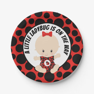 Cute ladybug baby shower party paper plate