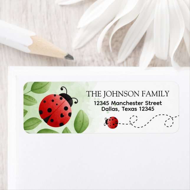 Cute Ladybug Baby Shower Return Address Label (Insitu)