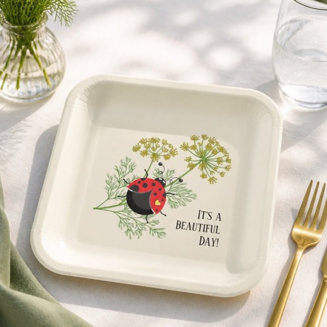 Cute Ladybug | Beautiful Day  Paper Plate (Creator Uploaded)