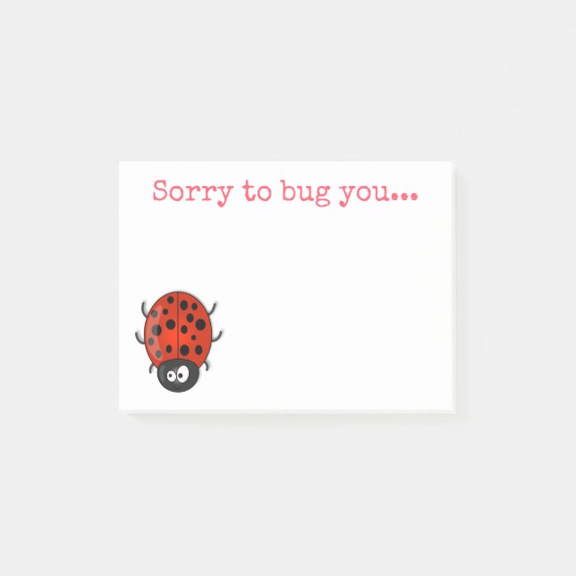 Cute ladybug beetle insect cartoon illustration post-it notes (Front)