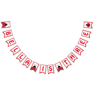 Cute Ladybug birthday Bunting Flag for Girl