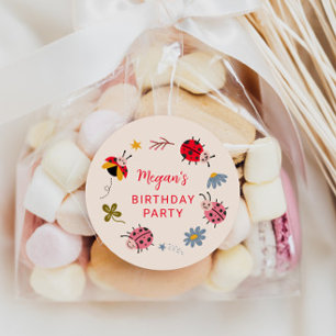 Cute Ladybug Birthday Party Favour Classic Round Sticker