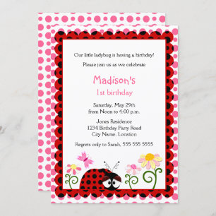 Cute Ladybug Birthday Party Invitation