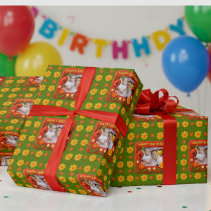 Cute Ladybug Birthday Photo Customizable Wrapping Paper Sheet
