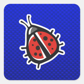 Cute Ladybug; Blue Square Sticker
