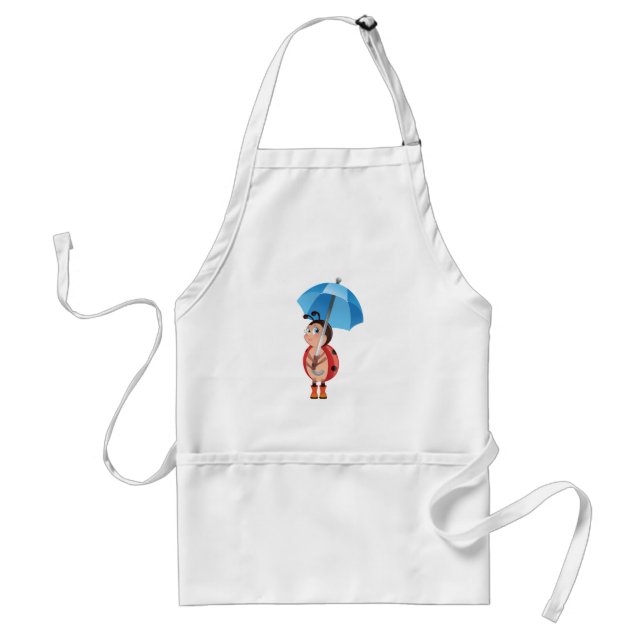 Cute Ladybug Blue Umbrella Rain Boots Standard Apron (Front)