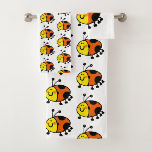 Cute Ladybug Cartoon Bath Towel Set