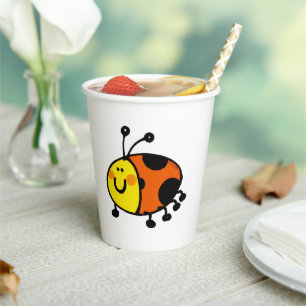Cute Ladybug Cartoon for Kids and Nature Lovers Paper Cups