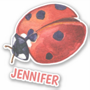 Cute Ladybug Cartoon - Personalised Kids' Sticker