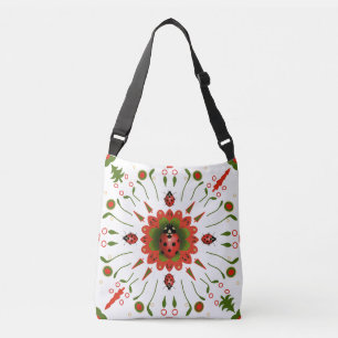 Cute Ladybug Christmas Red White Green Crossbody Bag