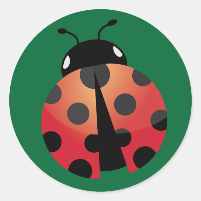 Cute Ladybug Classic Round Sticker (Front)