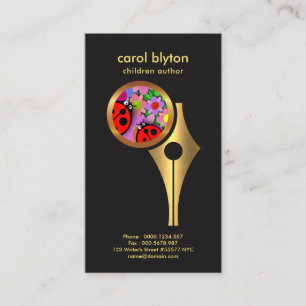Cute Ladybug Colourful Flowers Children Author Business Card